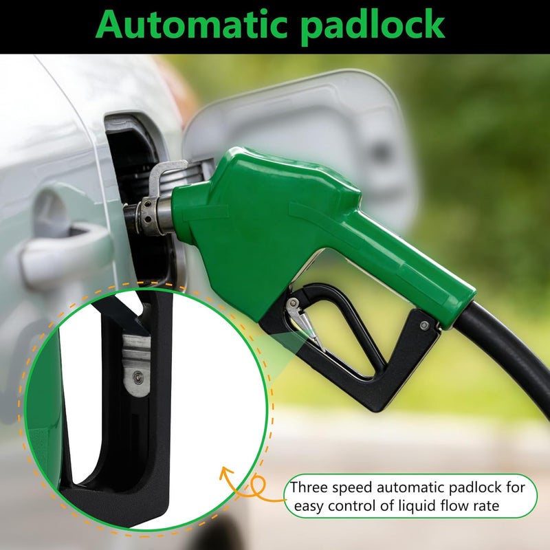 Azdele 3/4" NPT Automatic Fuel Nozzle with Hook, Gas Pump Handle Fuel Nozzle, 9-16 GPM (3-speed Padlock) for Gasoline, Diesel, Biodiesel up to B20, E15 & Kerosene - Image 4